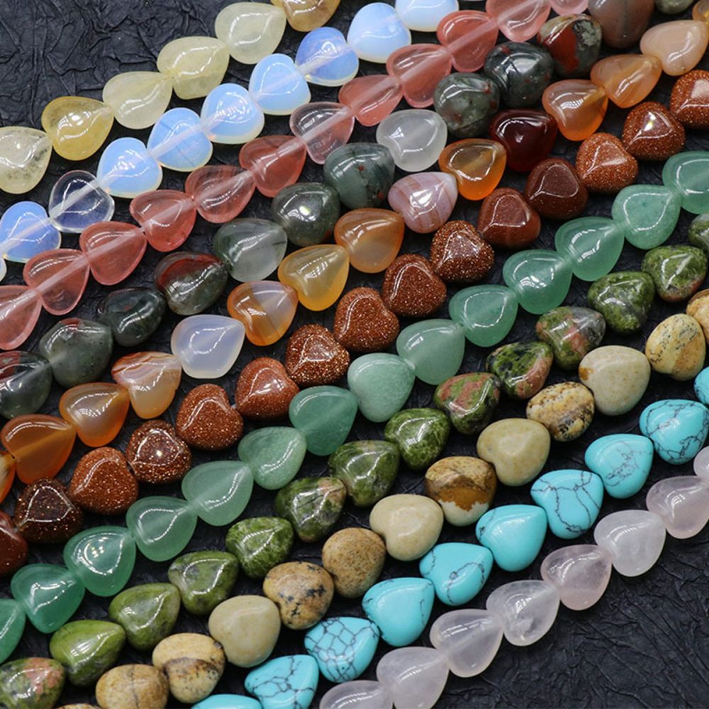 Loose 10MM Love Heart  Stone Beads for Making Jewelry 1 Strands
