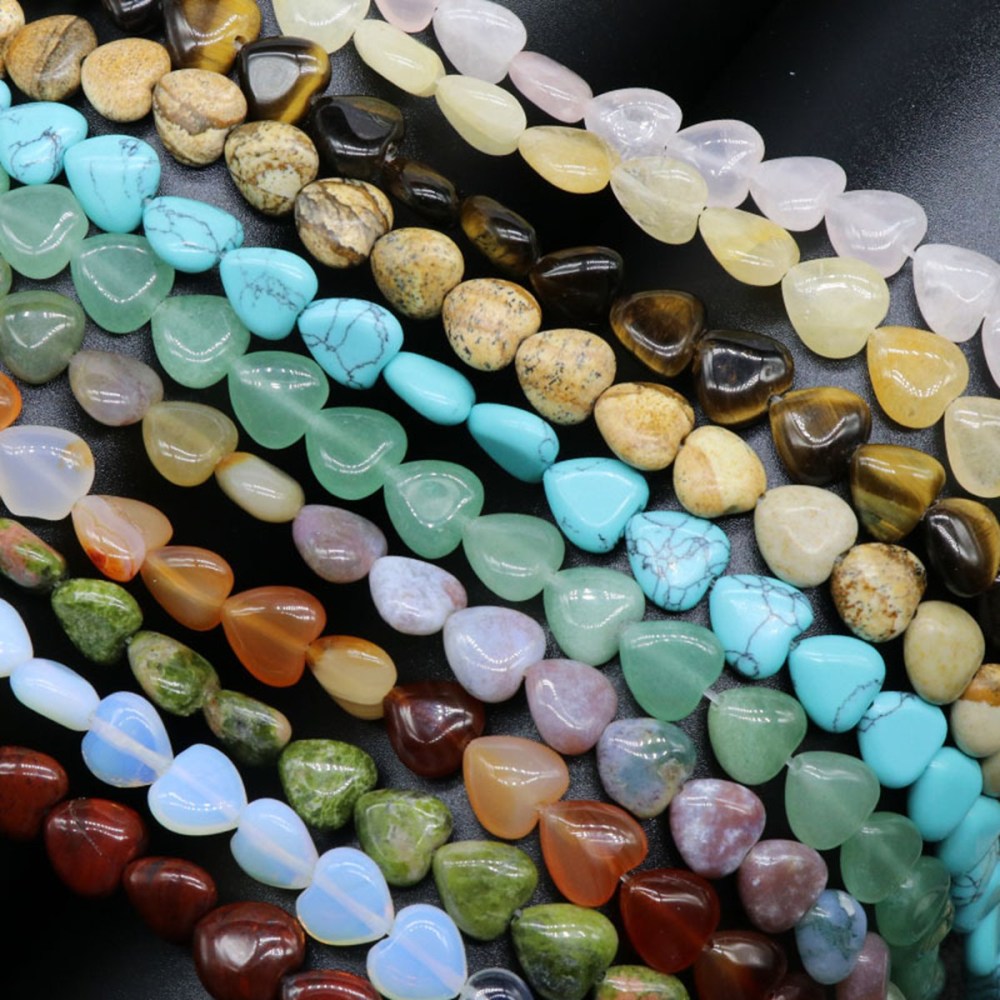 Loose 10MM Love Heart  Stone Beads for Making Jewelry 1 Strands