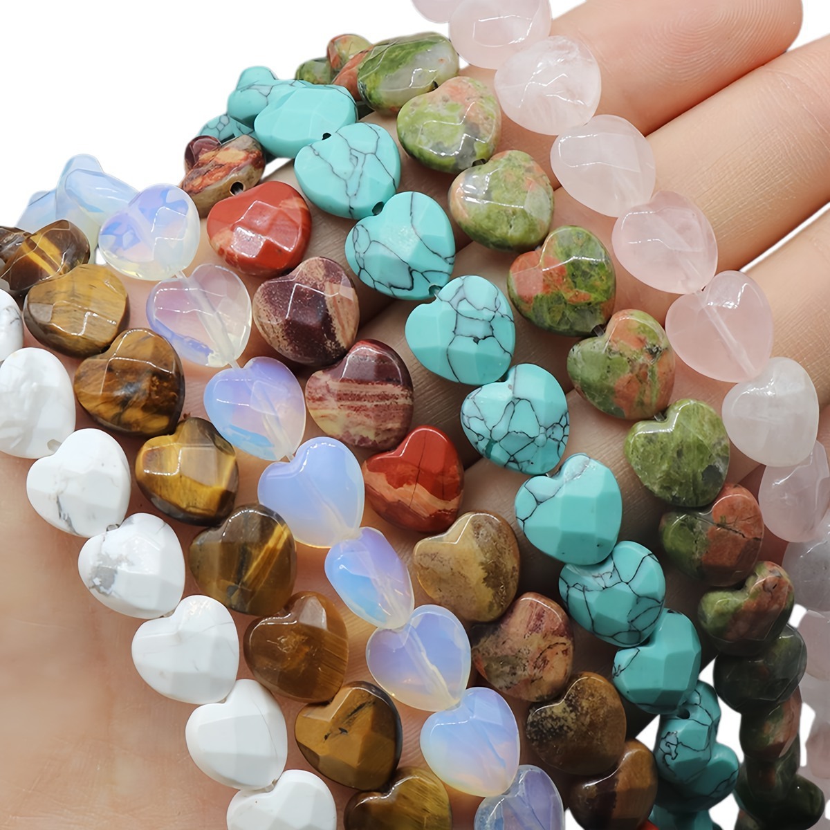 Loose 8MM Love Heart  Stone Beads for Making Jewelry Approx 24PCS & 20CM Strand