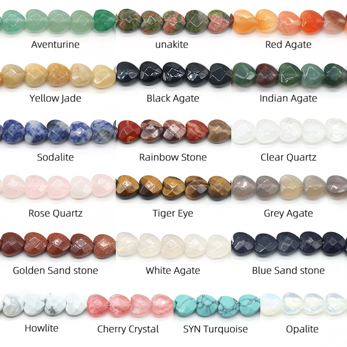 Loose 8MM Love Heart  Stone Beads for Making Jewelry Approx 24PCS & 20CM Strand