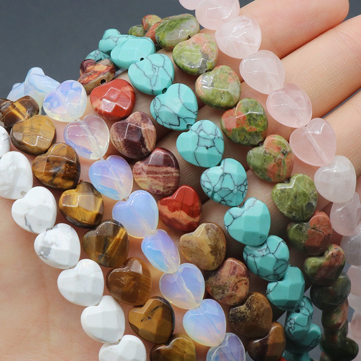 Loose 8MM Love Heart  Stone Beads for Making Jewelry Approx 24PCS & 20CM Strand