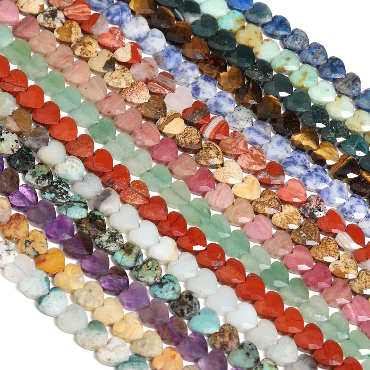 Loose 8MM Love Heart  Stone Beads for Making Jewelry Approx 24PCS & 20CM Strand