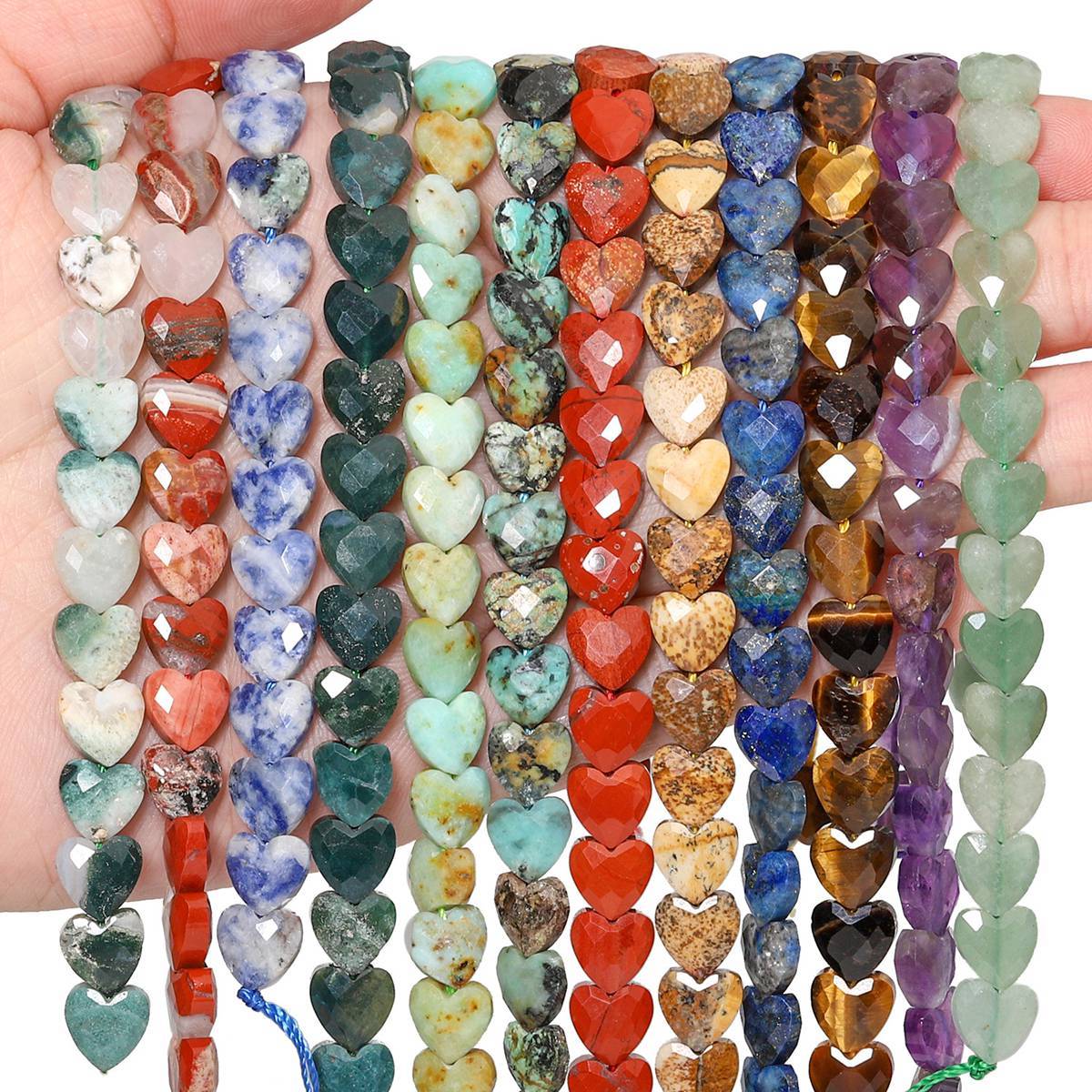 Loose 8MM Love Heart  Stone Beads for Making Jewelry Approx 24PCS & 20CM Strand