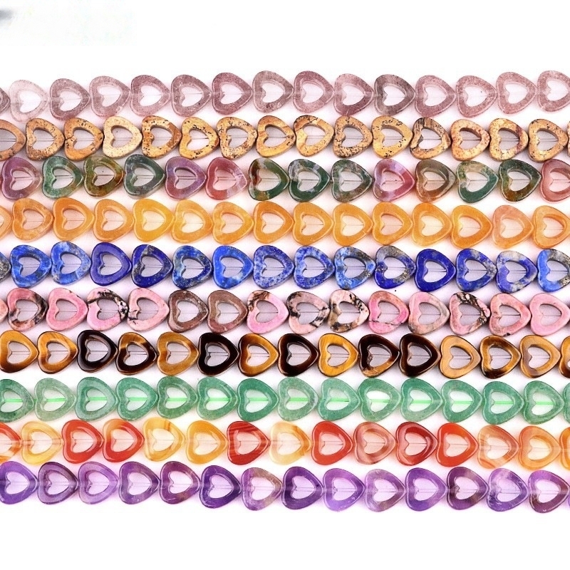 Loose 10MM Love Hollow Heart  Stone Beads for Making Jewelry Approx 18PCS & 20CM Strand