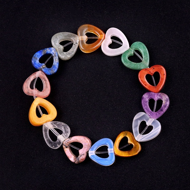 Loose 10MM Love Hollow Heart  Stone Beads for Making Jewelry Approx 18PCS & 20CM Strand