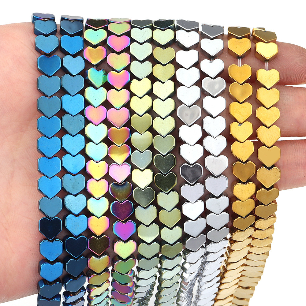 Heart Shape Hematite Stone Beads for DIY Making Jewelry (Approx 38CM)