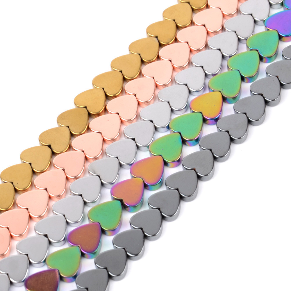 Double Flat Heart Shape Hematite Stone Beads for DIY Making Jewelry (Approx 38CM)