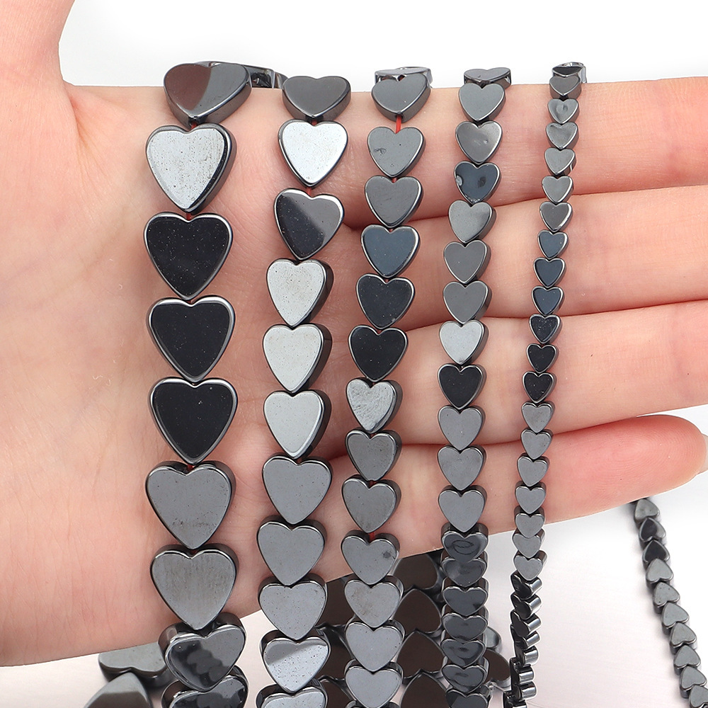 Double Flat Heart Shape Hematite Stone Beads for DIY Making Jewelry (Approx 38CM)