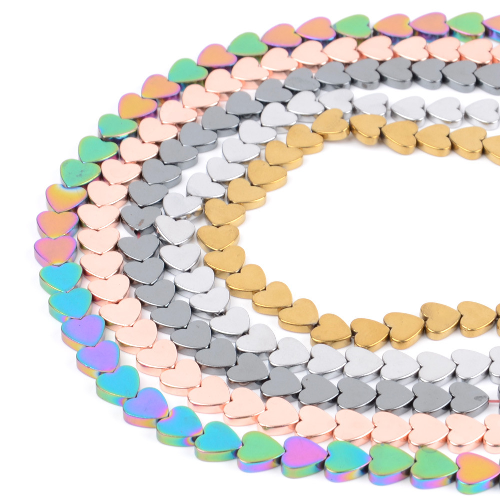 Double Flat Heart Shape Hematite Stone Beads for DIY Making Jewelry (Approx 38CM)