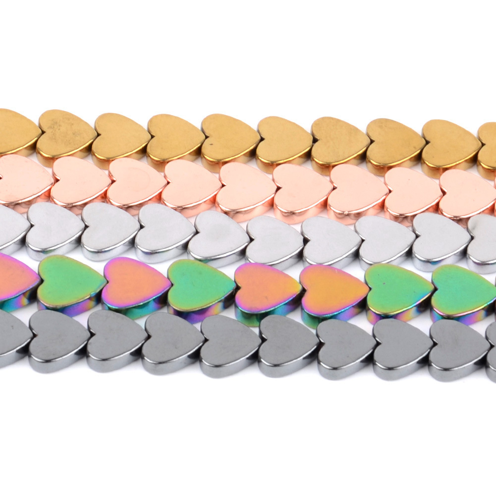 Double Flat Heart Shape Hematite Stone Beads for DIY Making Jewelry (Approx 38CM)