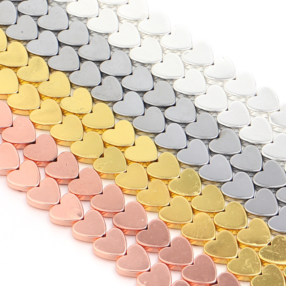 Double Flat Heart Shape Hematite Stone Beads for DIY Making Jewelry (Approx 38CM)
