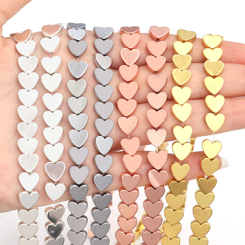 Double Flat Heart Shape Hematite Stone Beads for DIY Making Jewelry (Approx 38CM)