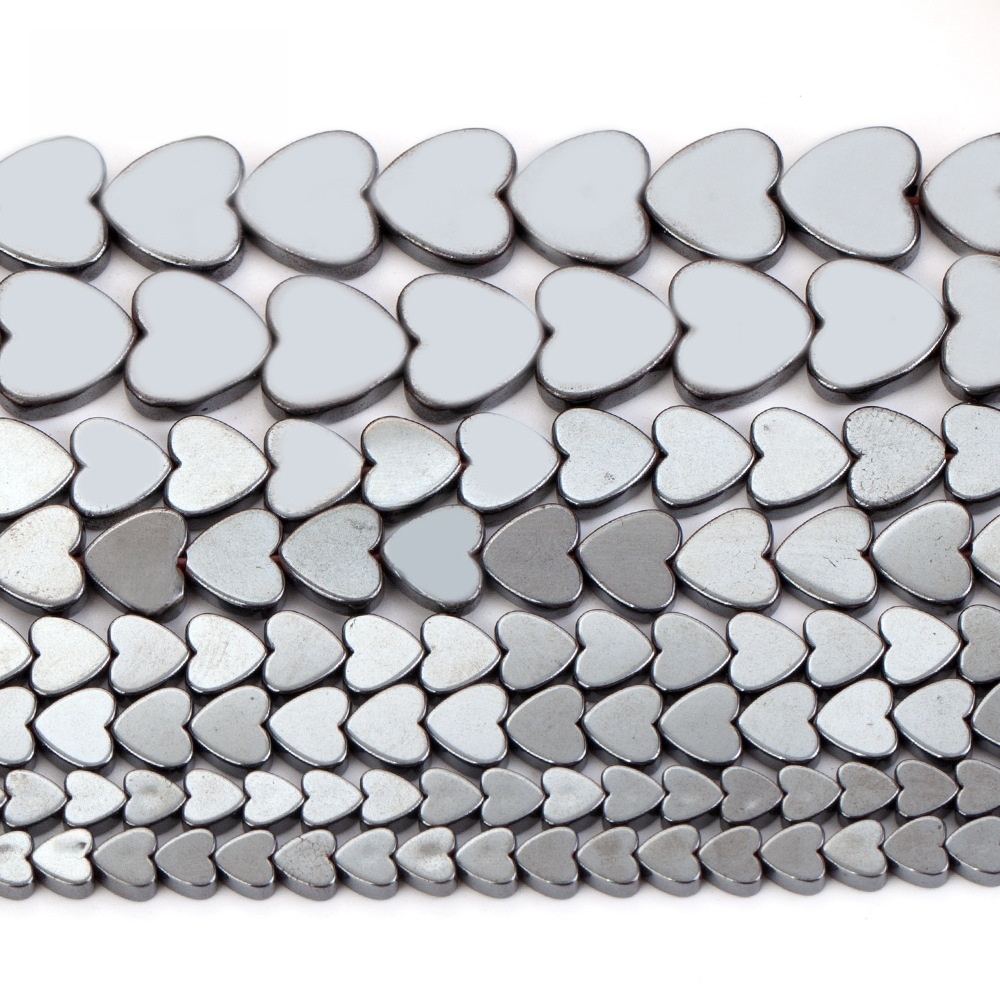 Double Flat Heart Shape Hematite Stone Beads for DIY Making Jewelry (Approx 38CM)