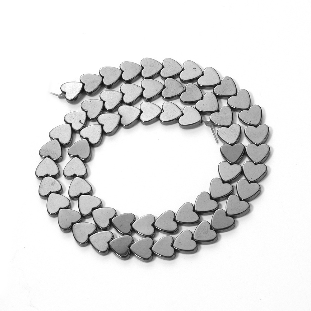 Double Flat Heart Shape Hematite Stone Beads for DIY Making Jewelry (Approx 38CM)