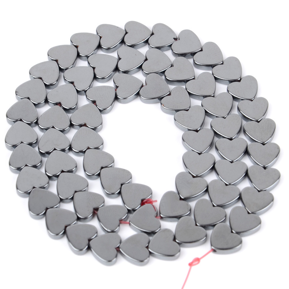 Double Flat Heart Shape Hematite Stone Beads for DIY Making Jewelry (Approx 38CM)