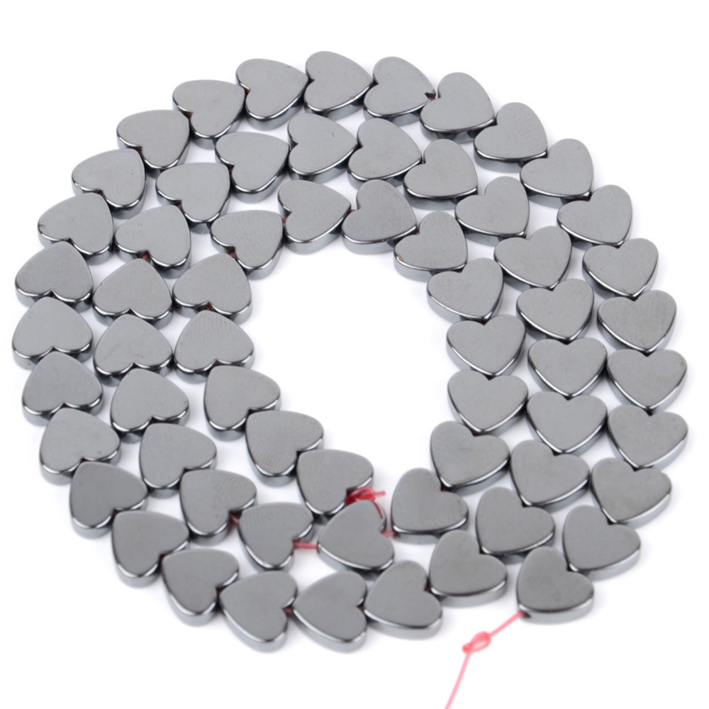 Double Flat Heart Shape Hematite Stone Beads for DIY Making Jewelry (Approx 38CM)