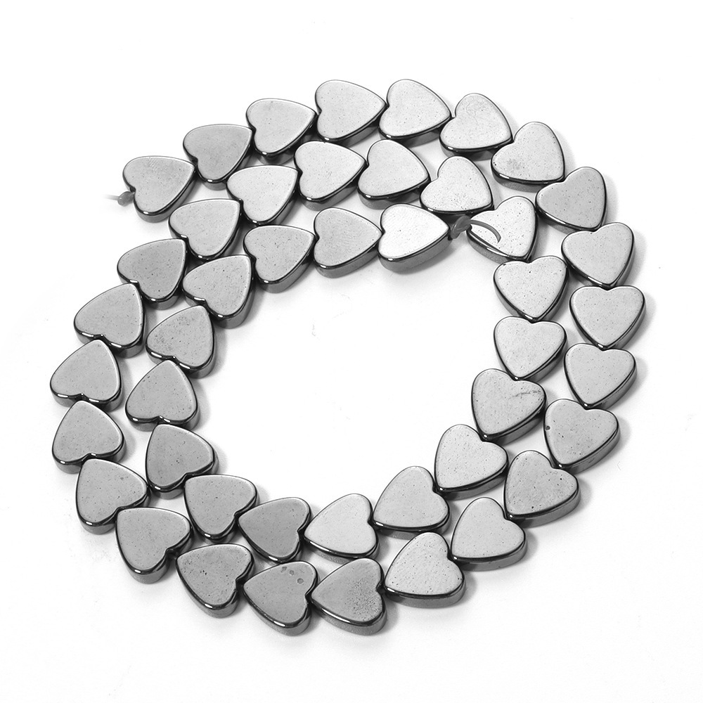 Double Flat Heart Shape Hematite Stone Beads for DIY Making Jewelry (Approx 38CM)