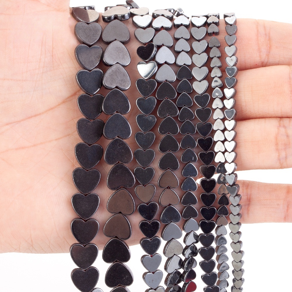 Double Flat Heart Shape Hematite Stone Beads for DIY Making Jewelry (Approx 38CM)