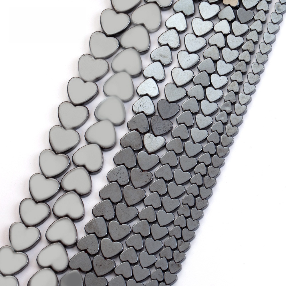 Double Flat Heart Shape Hematite Stone Beads for DIY Making Jewelry (Approx 38CM)