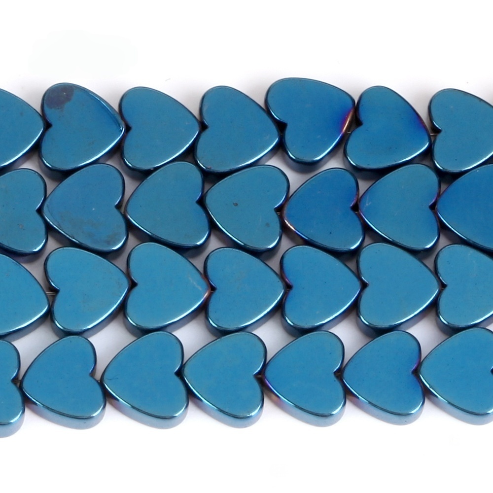 Double Flat Heart Shape Hematite Stone Beads for DIY Making Jewelry (Approx 38CM)