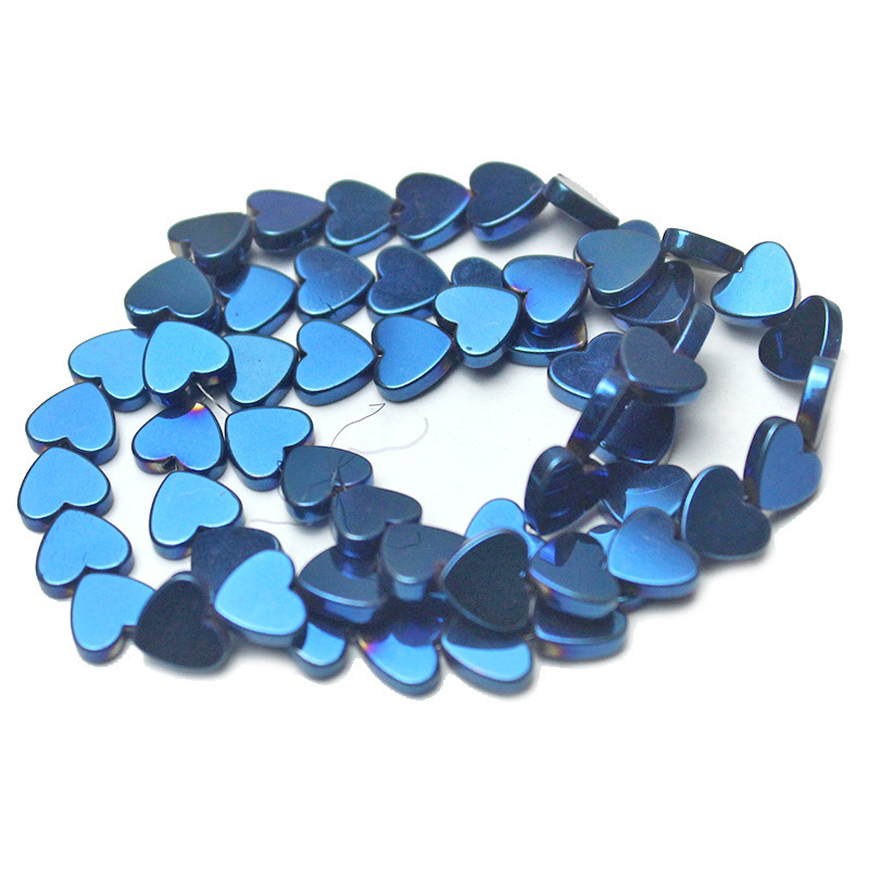 Double Flat Heart Shape Hematite Stone Beads for DIY Making Jewelry (Approx 38CM)