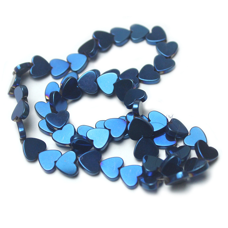 Double Flat Heart Shape Hematite Stone Beads for DIY Making Jewelry (Approx 38CM)