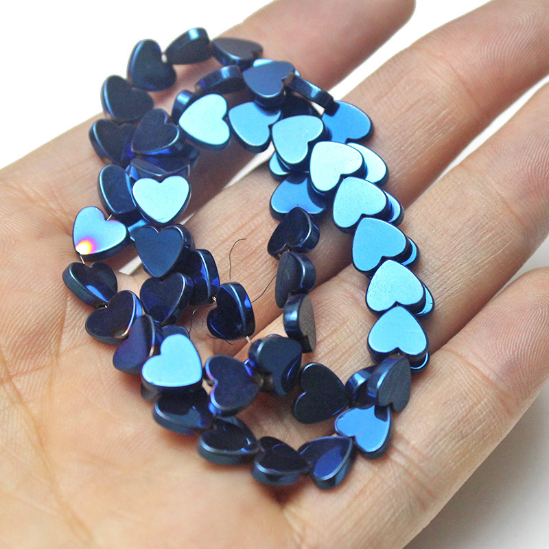 Double Flat Heart Shape Hematite Stone Beads for DIY Making Jewelry (Approx 38CM)