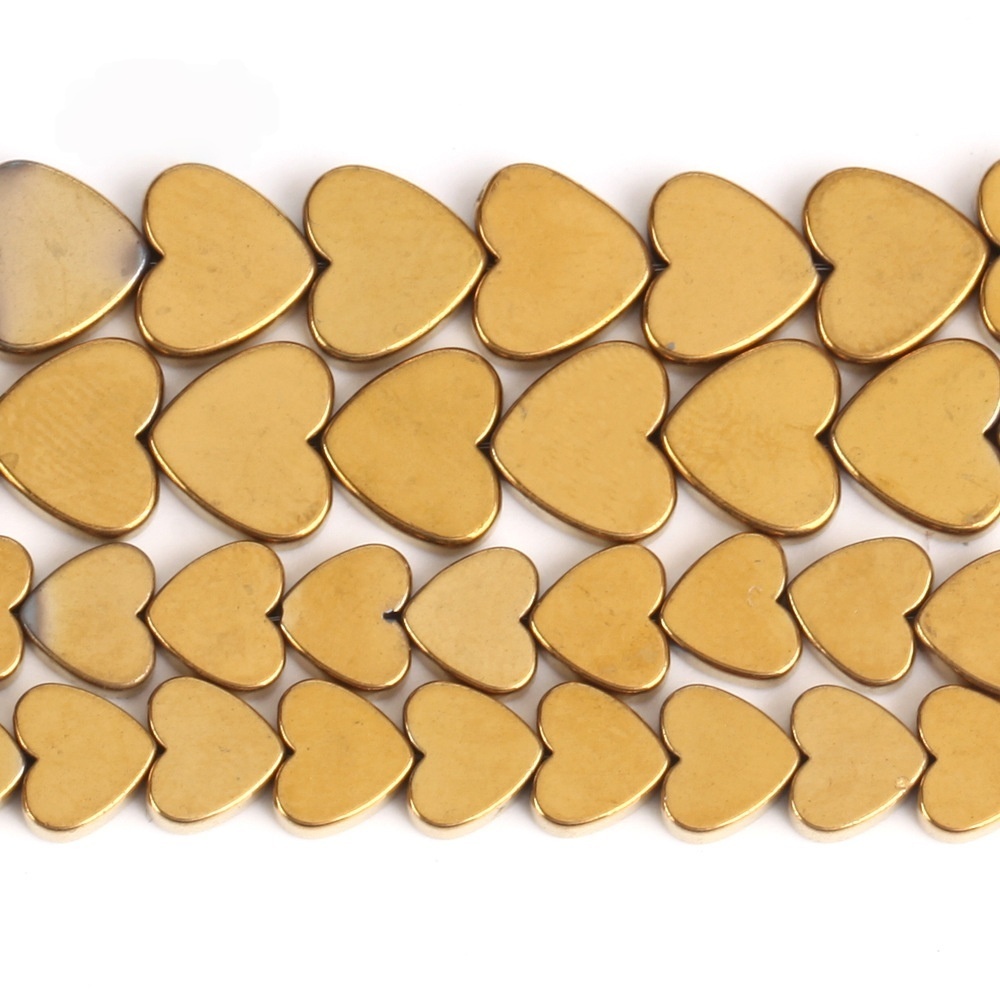 Double Flat Heart Shape Hematite Stone Beads for DIY Making Jewelry (Approx 38CM)