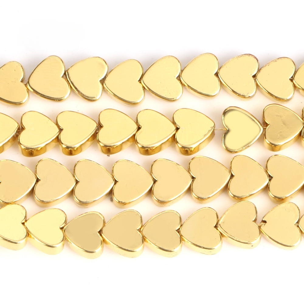 Double Flat Heart Shape Hematite Stone Beads for DIY Making Jewelry (Approx 38CM)