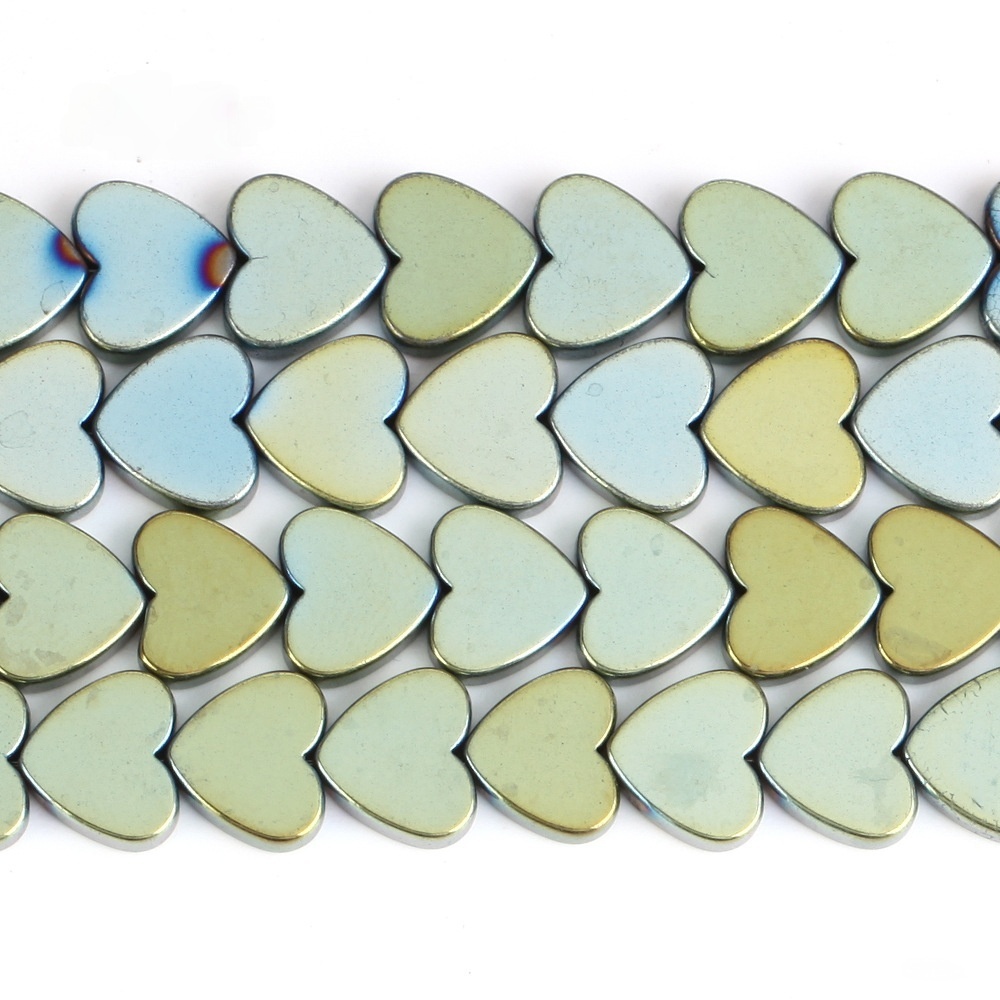 Double Flat Heart Shape Hematite Stone Beads for DIY Making Jewelry (Approx 38CM)