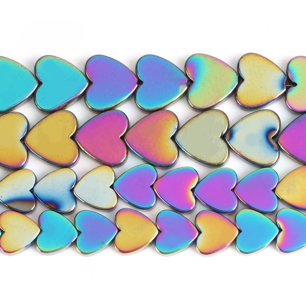 Double Flat Heart Shape Hematite Stone Beads for DIY Making Jewelry (Approx 38CM)