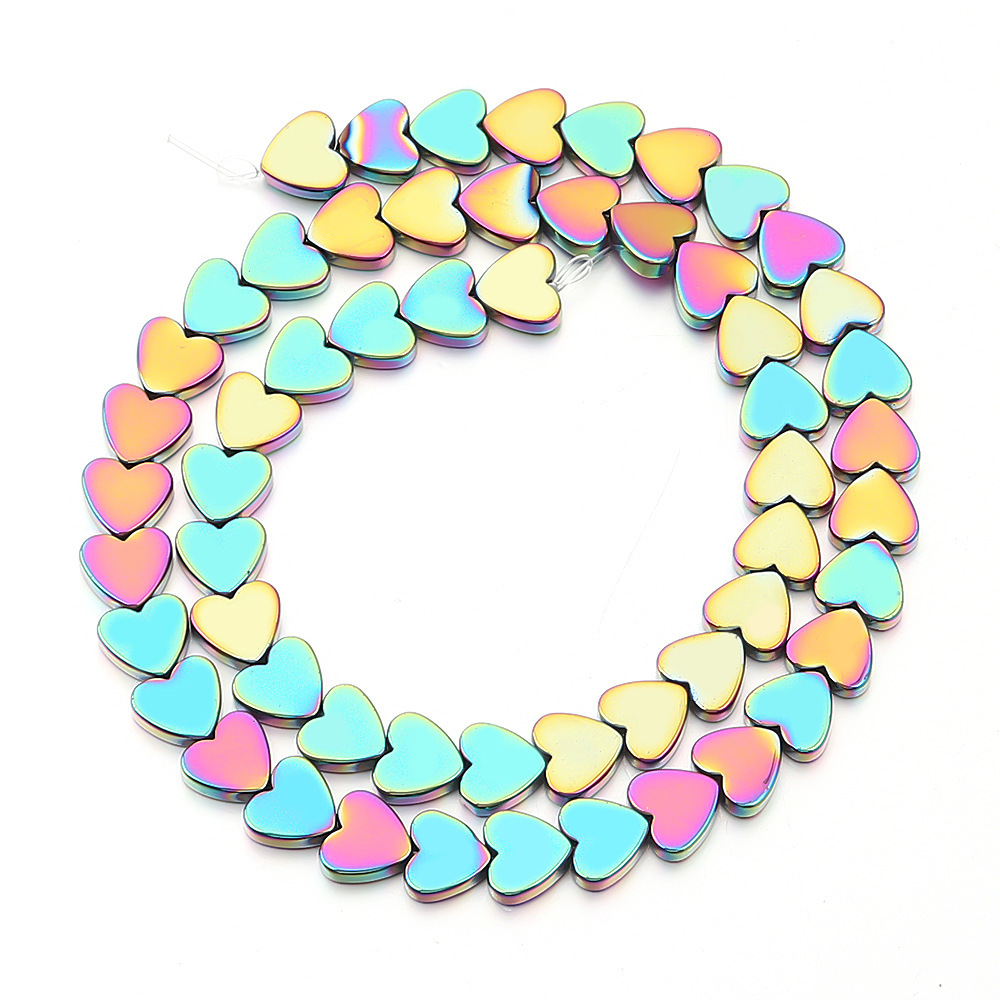 Double Flat Heart Shape Hematite Stone Beads for DIY Making Jewelry (Approx 38CM)