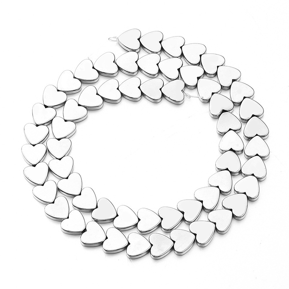 Double Flat Heart Shape Hematite Stone Beads for DIY Making Jewelry (Approx 38CM)