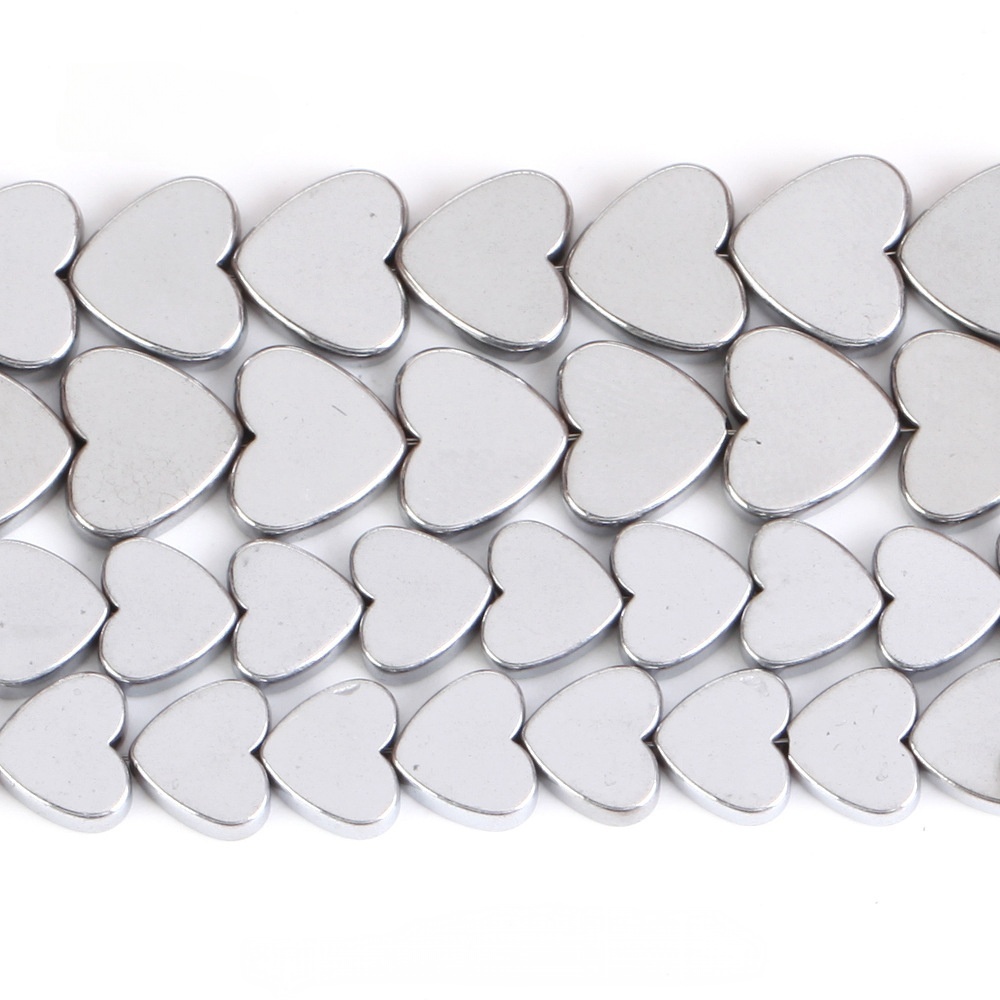 Double Flat Heart Shape Hematite Stone Beads for DIY Making Jewelry (Approx 38CM)