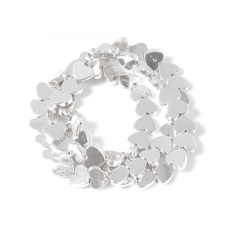 Double Flat Heart Shape Hematite Stone Beads for DIY Making Jewelry (Approx 38CM)
