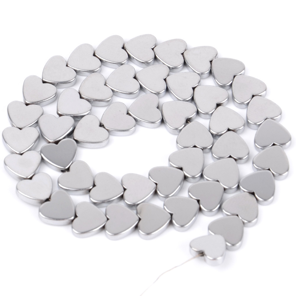 Double Flat Heart Shape Hematite Stone Beads for DIY Making Jewelry (Approx 38CM)