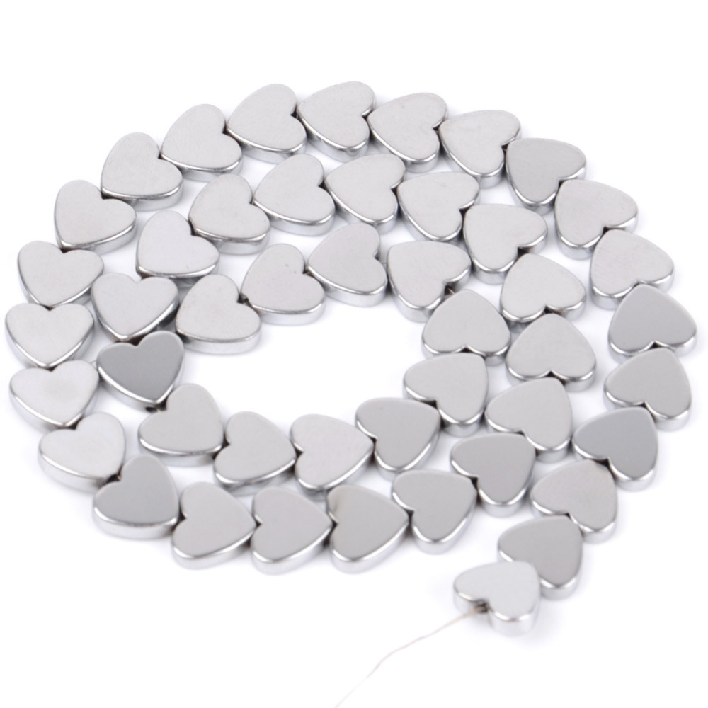 Double Flat Heart Shape Hematite Stone Beads for DIY Making Jewelry (Approx 38CM)