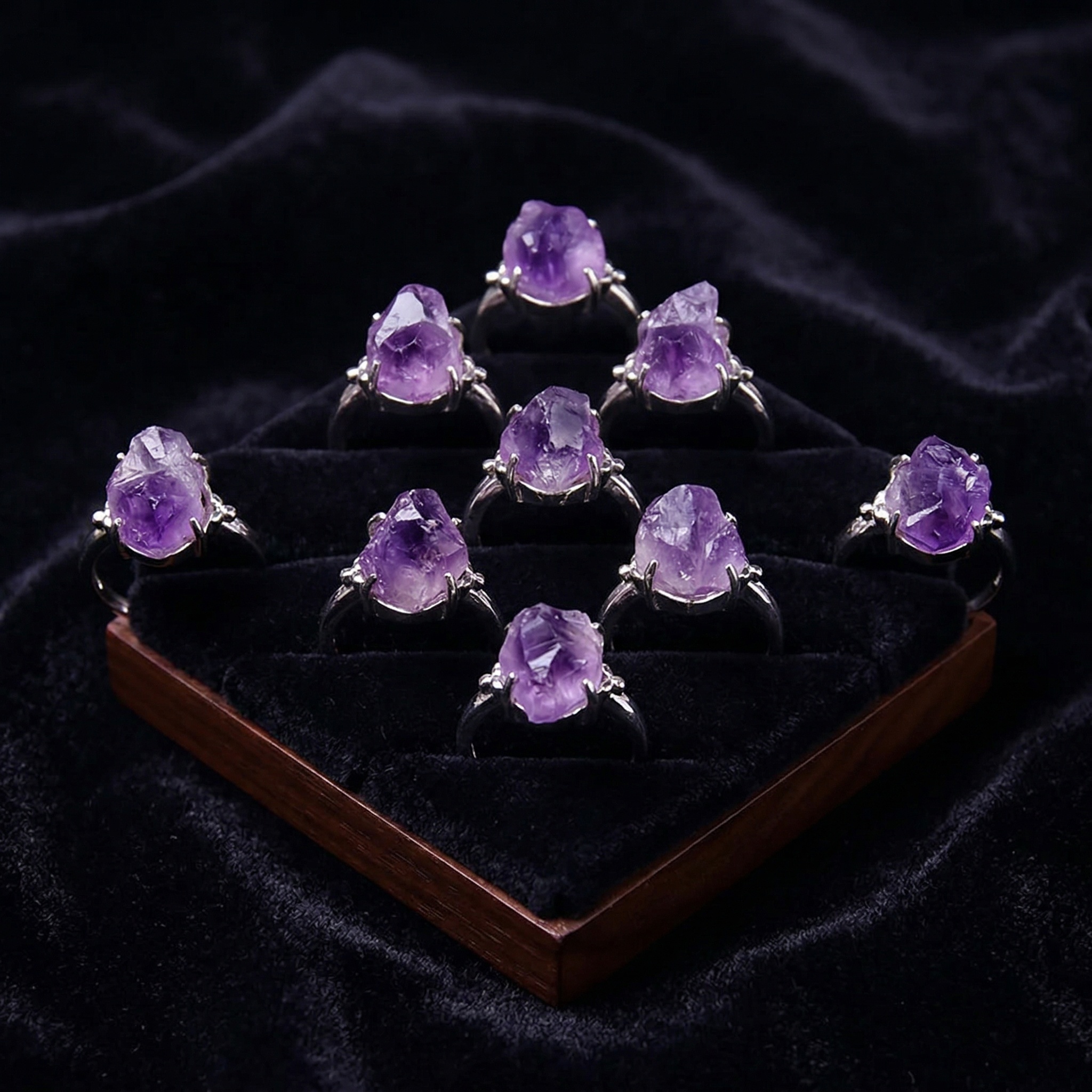 Adjustable Druzy Amethyst Ring – Real Crystal, White Gold Plated Copper, Handmade Women’s Jewelry