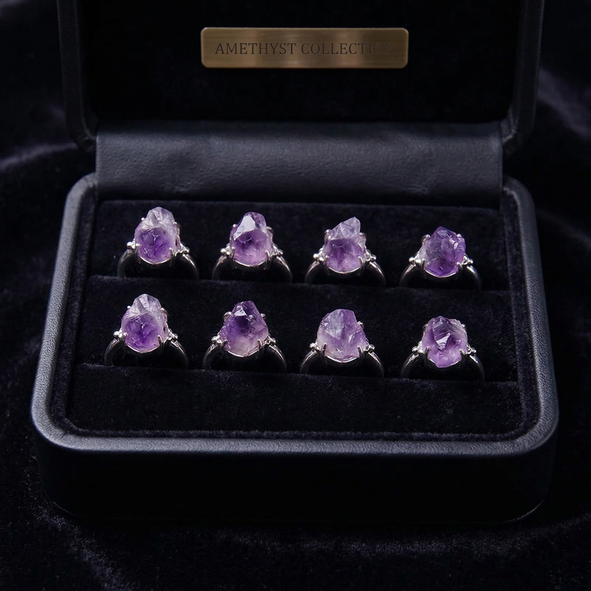 Adjustable Druzy Amethyst Ring – Real Crystal, White Gold Plated Copper, Handmade Women’s Jewelry