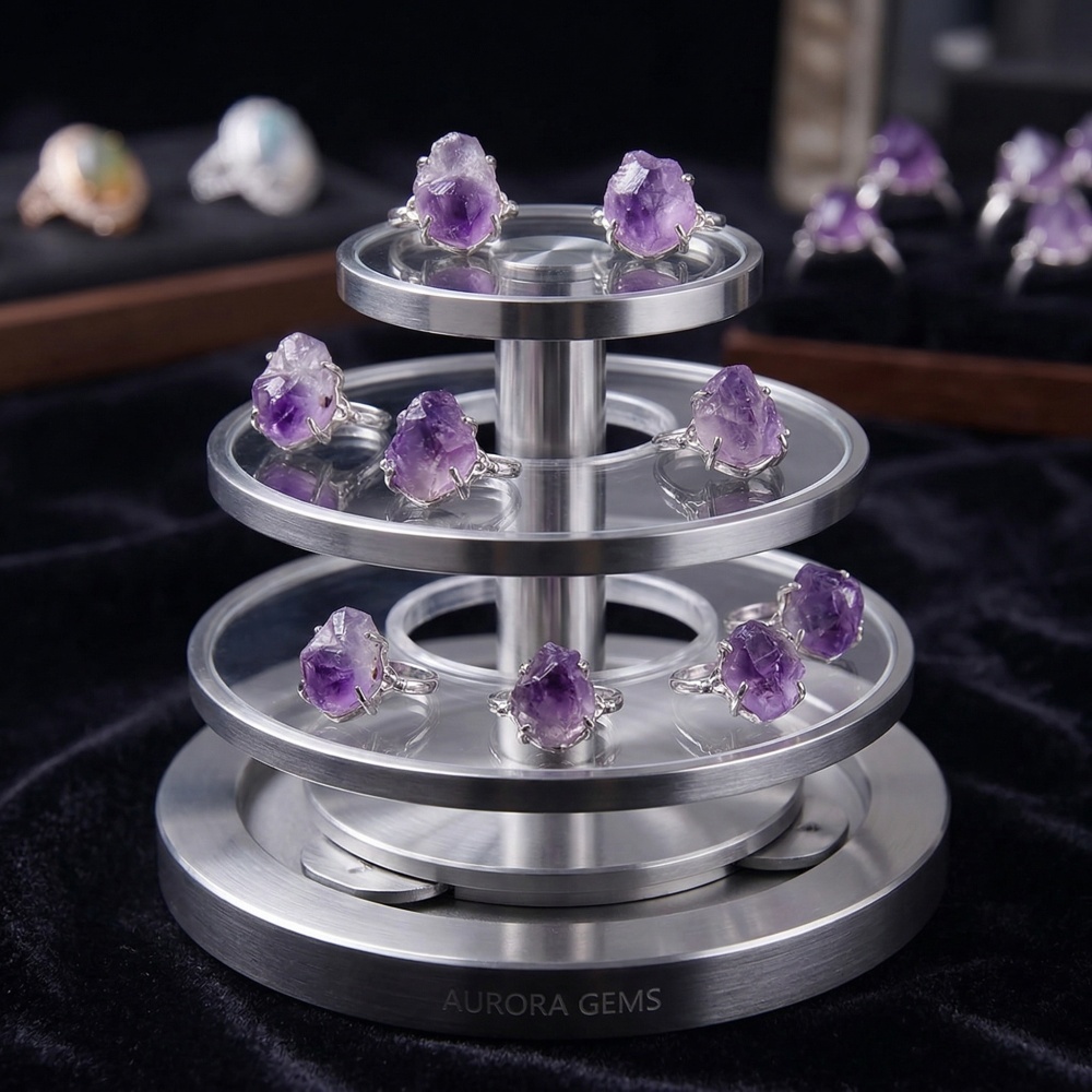 Adjustable Druzy Amethyst Ring – Real Crystal, White Gold Plated Copper, Handmade Women’s Jewelry