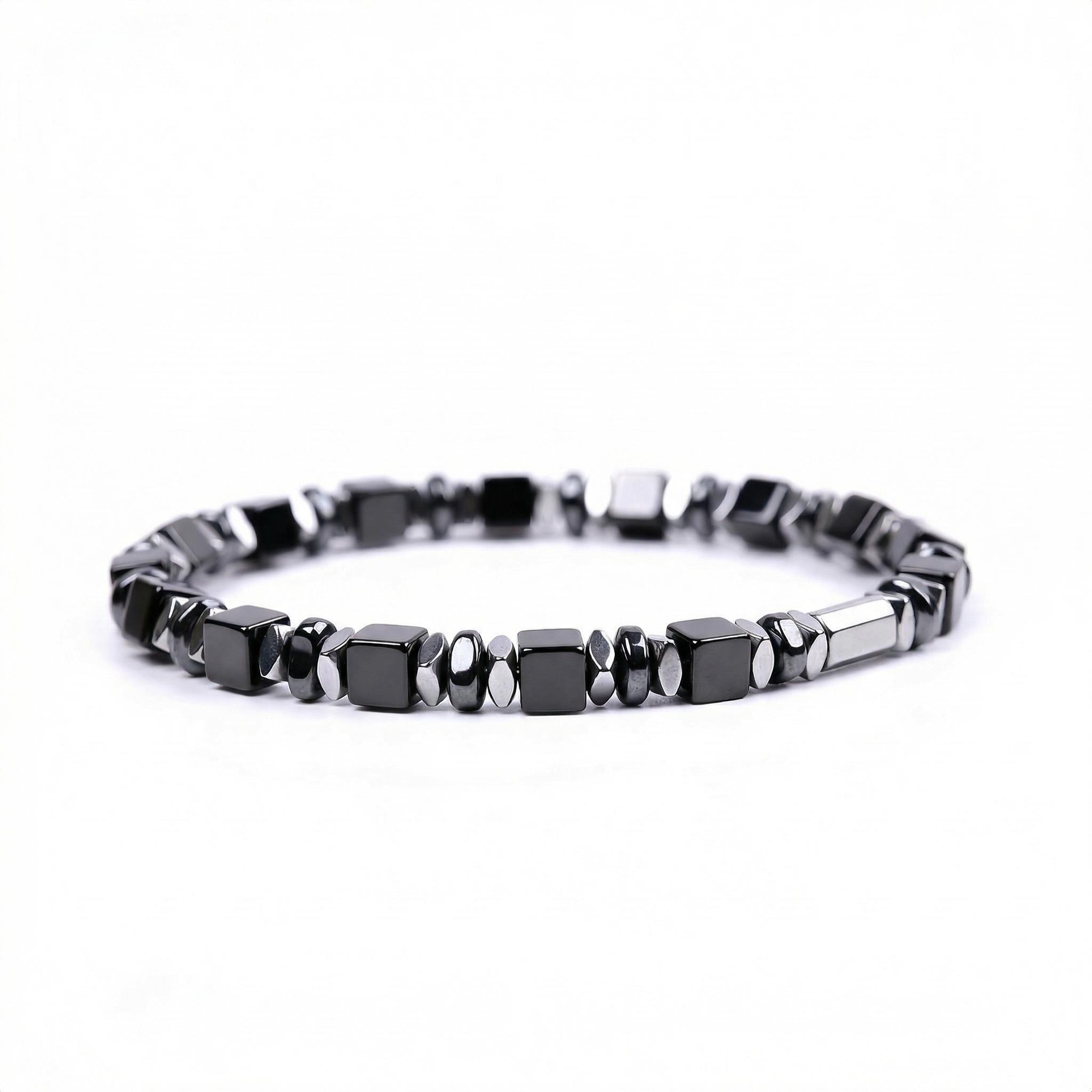 Natural 4mm Hematite Cube Beads Stretch Bracelet – Stackable Spacer Bracelet for Women & Girls, Healing Stone Jewelry, Minimalist Gift