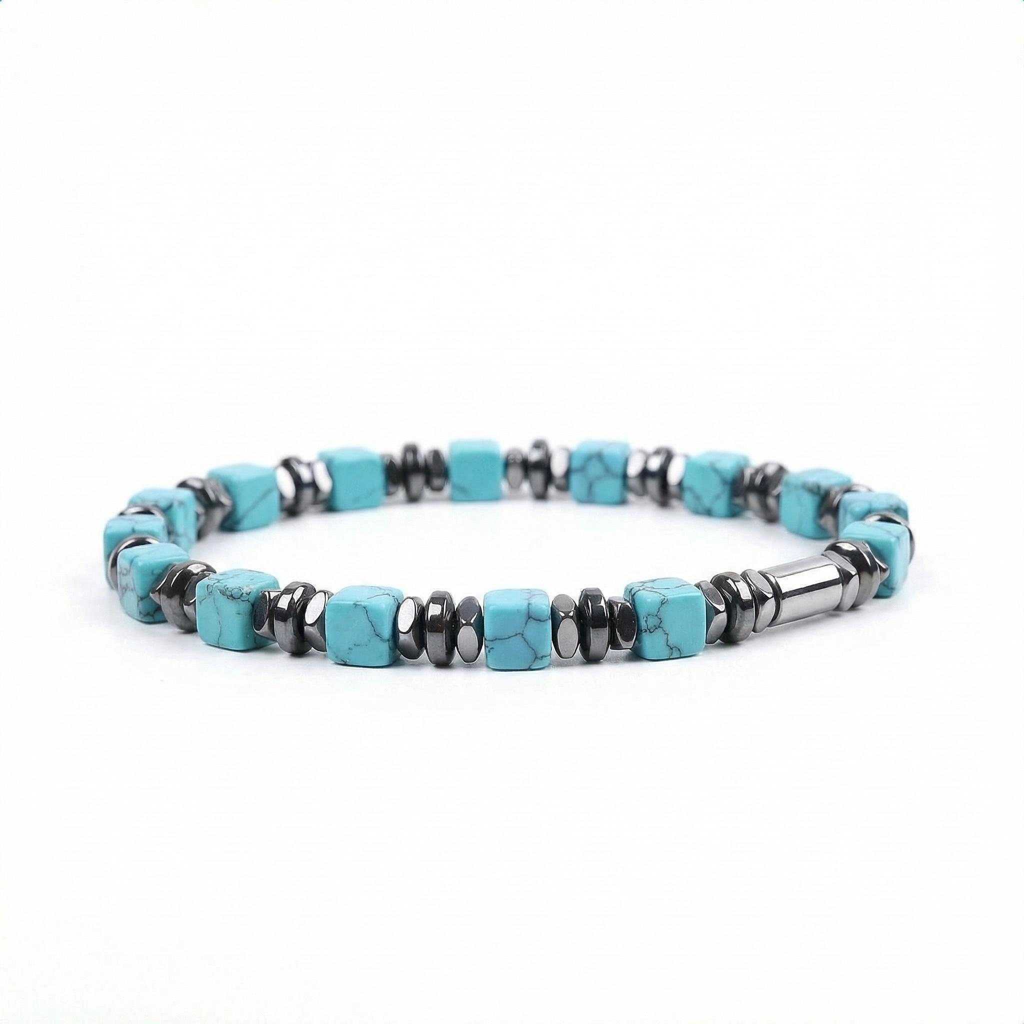Natural 4mm Hematite Cube Beads Stretch Bracelet – Stackable Spacer Bracelet for Women & Girls, Healing Stone Jewelry, Minimalist Gift