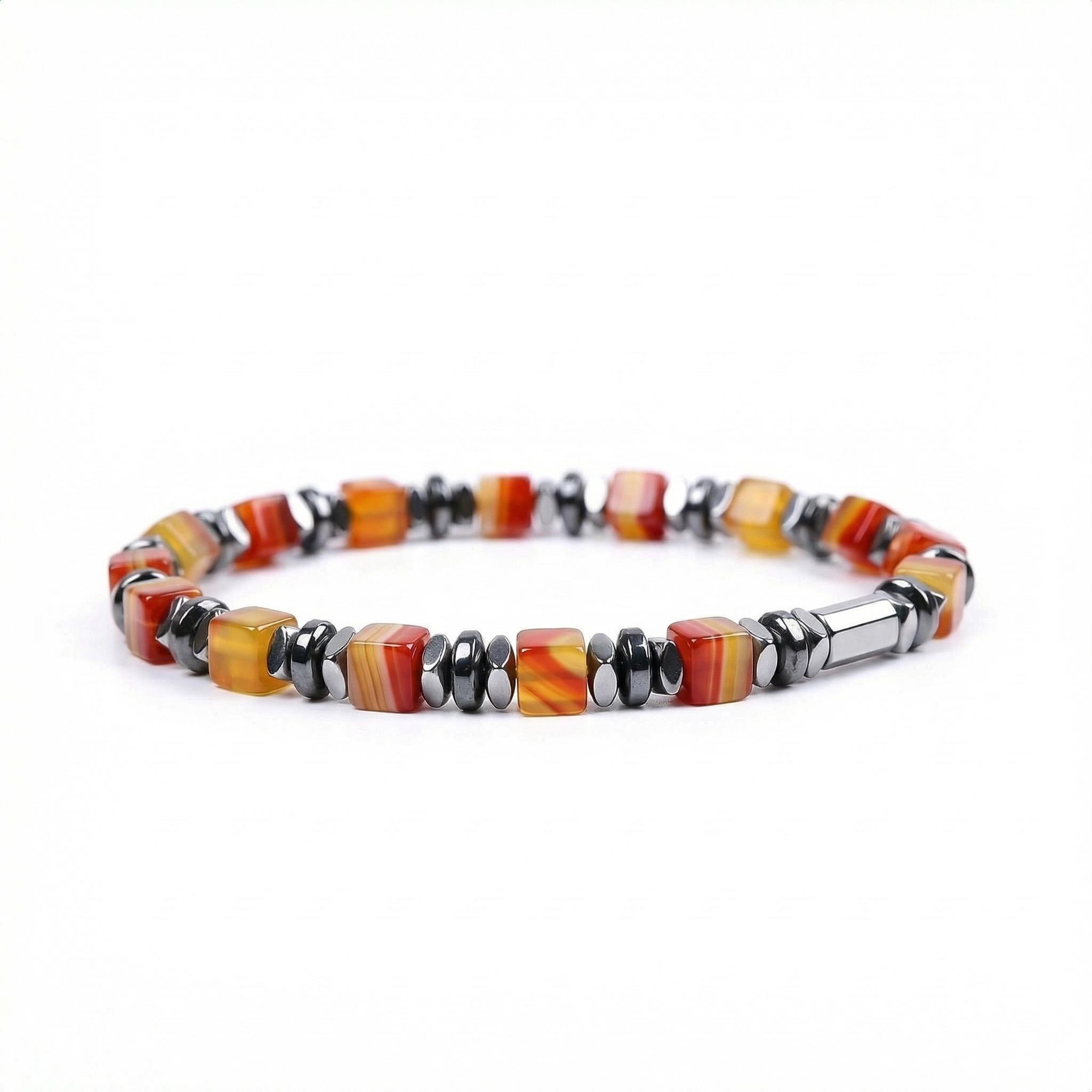 Natural 4mm Hematite Cube Beads Stretch Bracelet – Stackable Spacer Bracelet for Women & Girls, Healing Stone Jewelry, Minimalist Gift