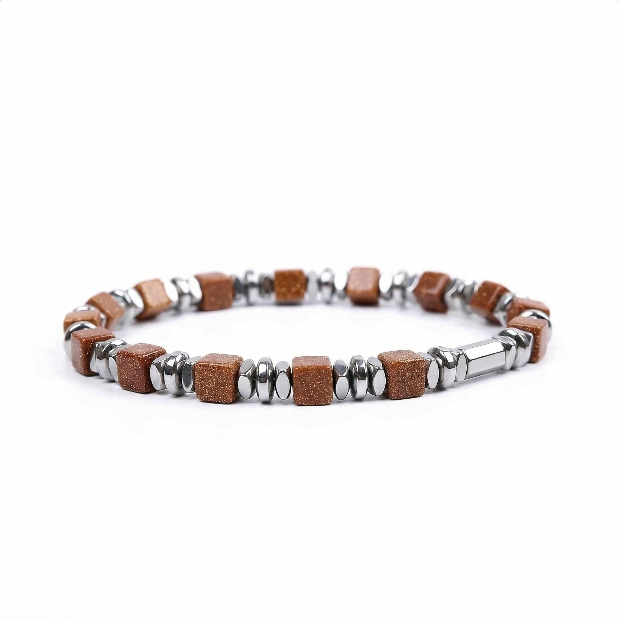 Natural 4mm Hematite Cube Beads Stretch Bracelet – Stackable Spacer Bracelet for Women & Girls, Healing Stone Jewelry, Minimalist Gift