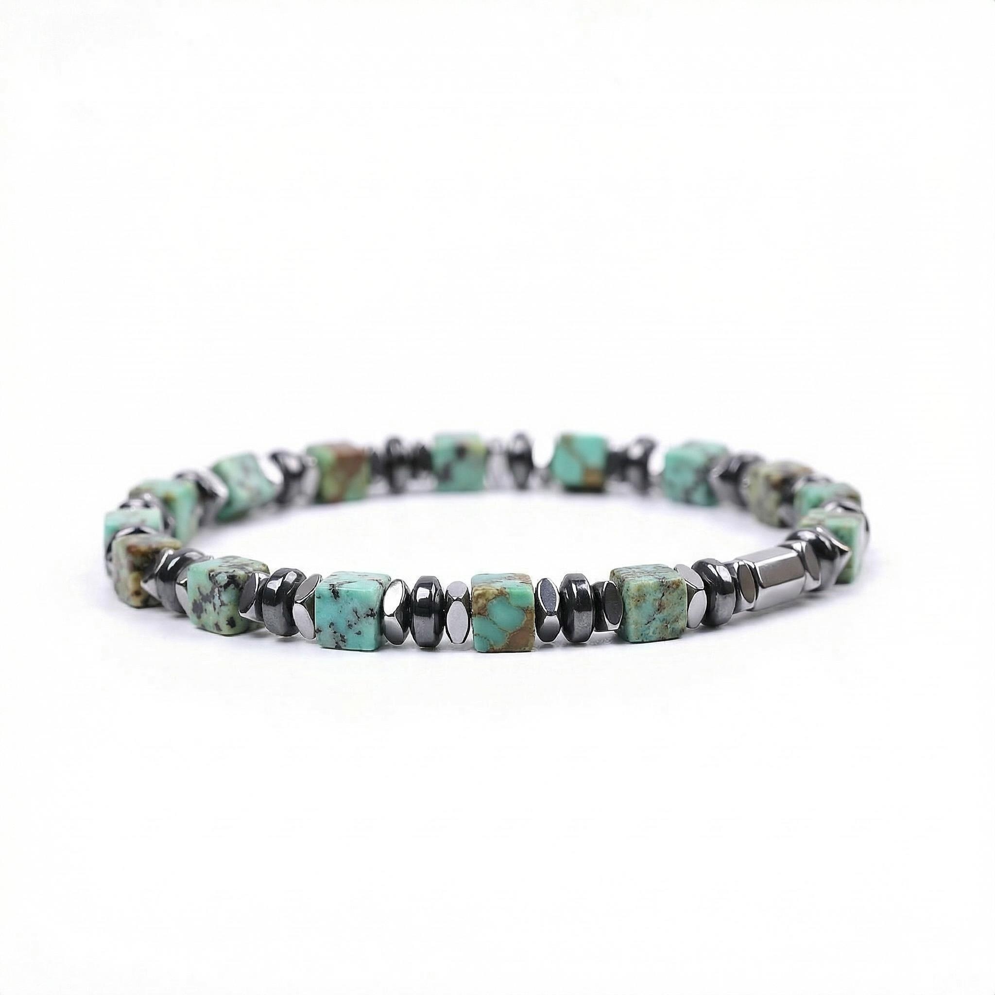 Natural 4mm Hematite Cube Beads Stretch Bracelet – Stackable Spacer Bracelet for Women & Girls, Healing Stone Jewelry, Minimalist Gift