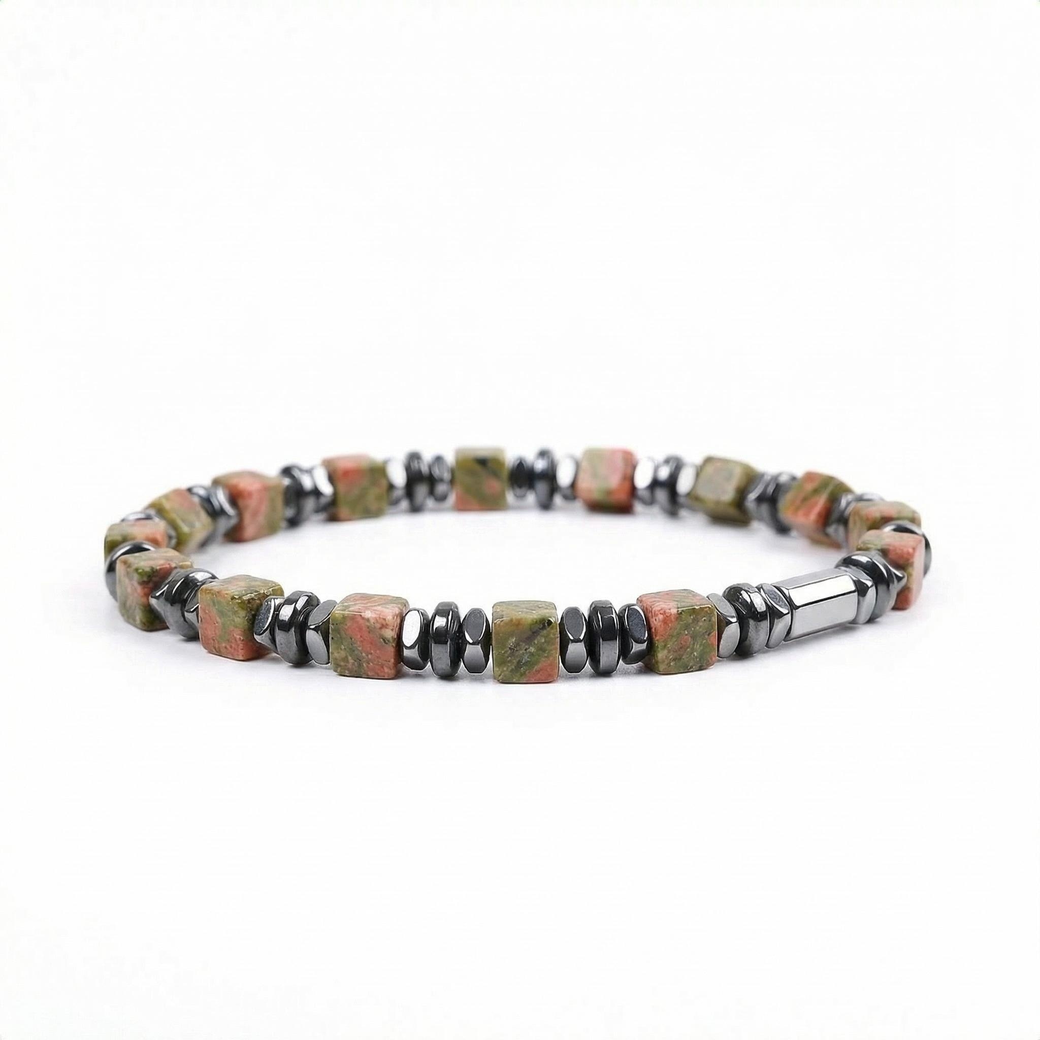 Natural 4mm Hematite Cube Beads Stretch Bracelet – Stackable Spacer Bracelet for Women & Girls, Healing Stone Jewelry, Minimalist Gift
