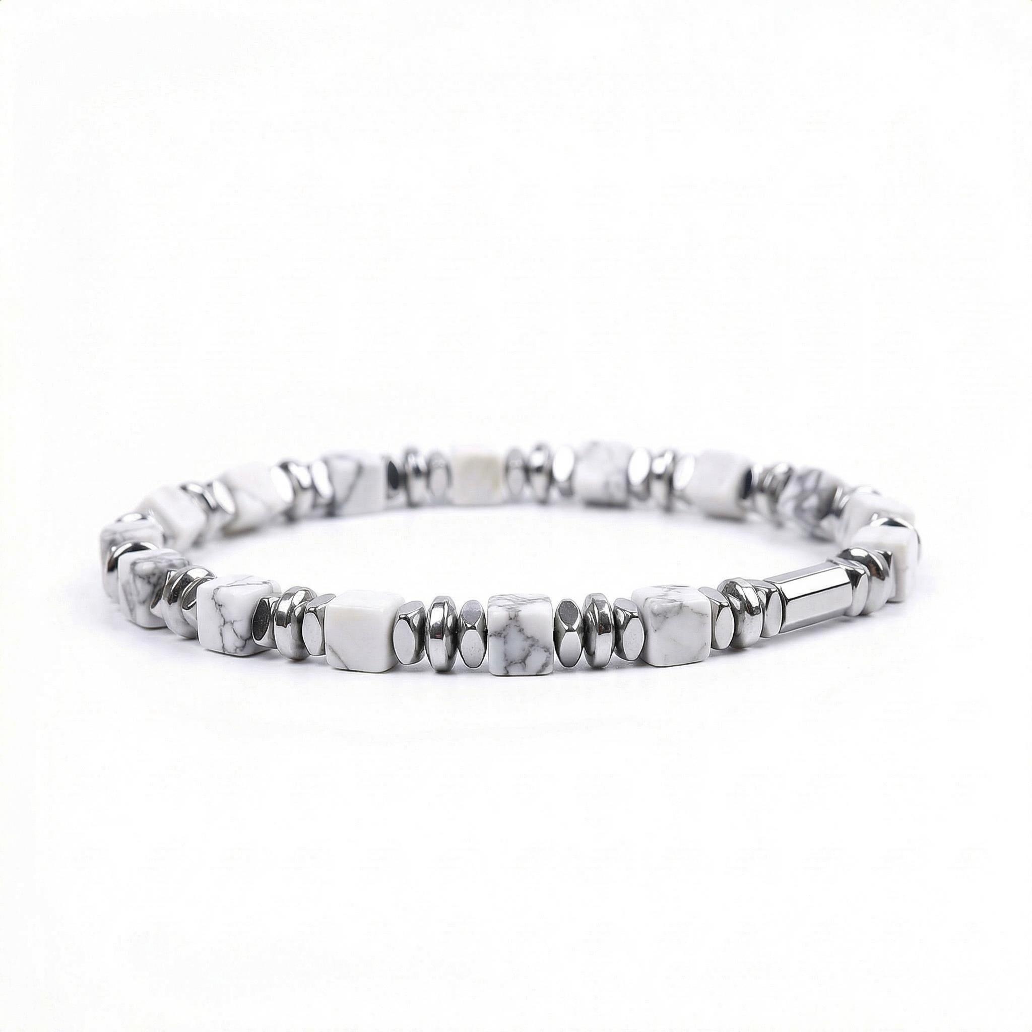 Natural 4mm Hematite Cube Beads Stretch Bracelet – Stackable Spacer Bracelet for Women & Girls, Healing Stone Jewelry, Minimalist Gift