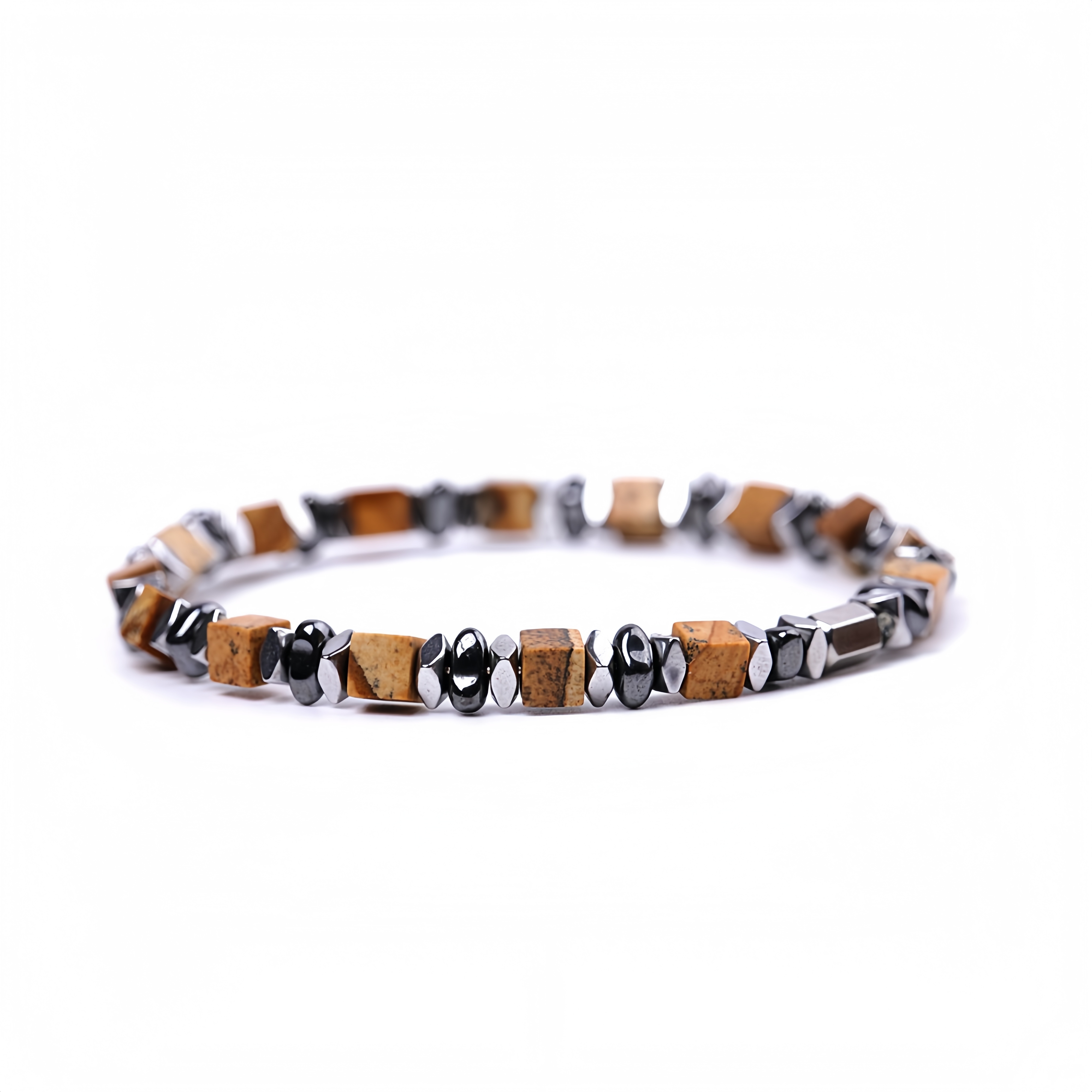 Natural 4mm Hematite Cube Beads Stretch Bracelet – Stackable Spacer Bracelet for Women & Girls, Healing Stone Jewelry, Minimalist Gift
