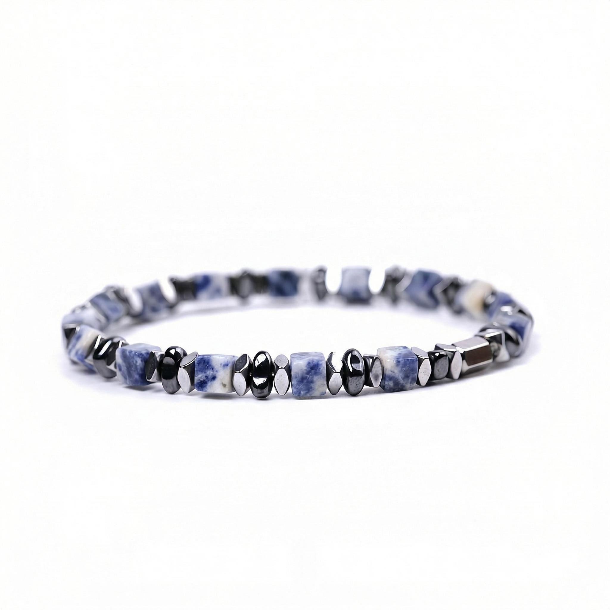 Natural 4mm Hematite Cube Beads Stretch Bracelet – Stackable Spacer Bracelet for Women & Girls, Healing Stone Jewelry, Minimalist Gift
