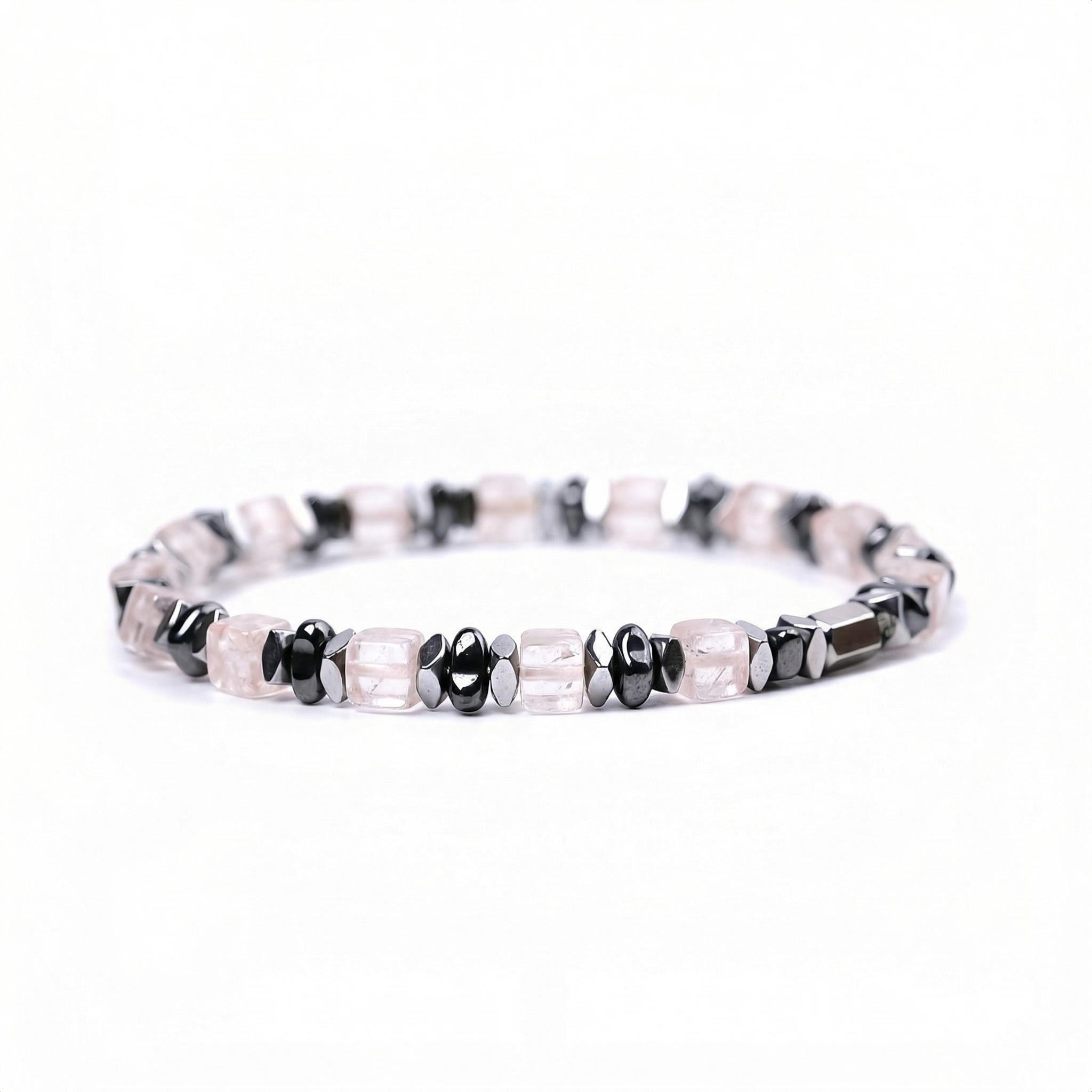 Natural 4mm Hematite Cube Beads Stretch Bracelet – Stackable Spacer Bracelet for Women & Girls, Healing Stone Jewelry, Minimalist Gift